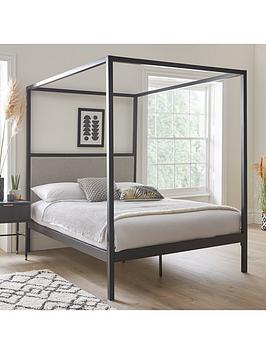 Product photograph of Very Home Hampton 4 Poster Bed Metal Double Bed from very.co.uk