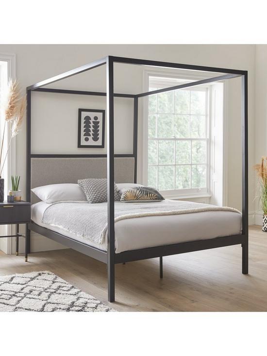 front image of very-home-hampton-4-poster-bed-metal-double-bed