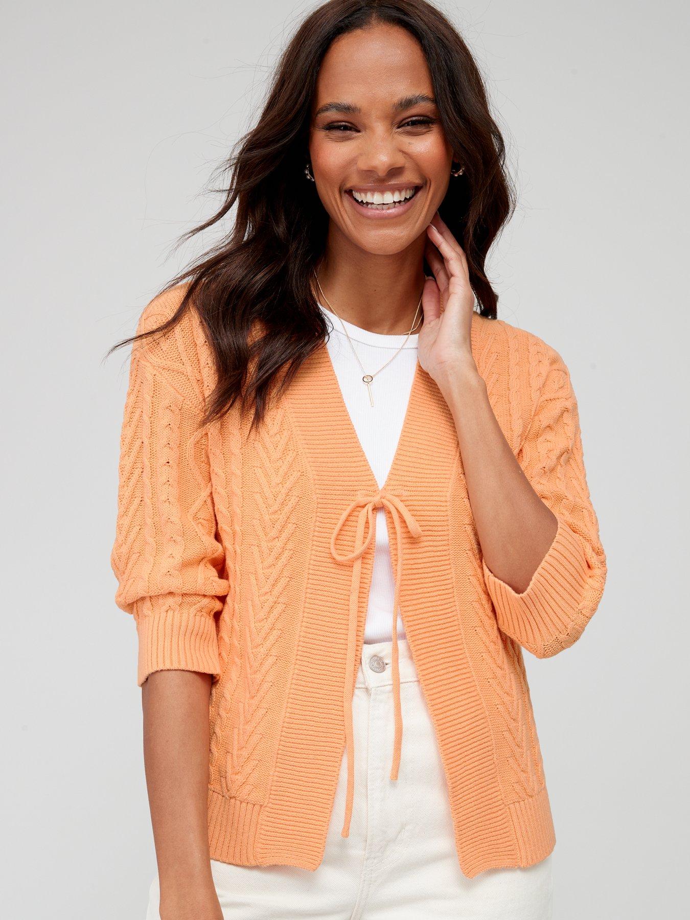 Orange cable hot sale knit cardigan