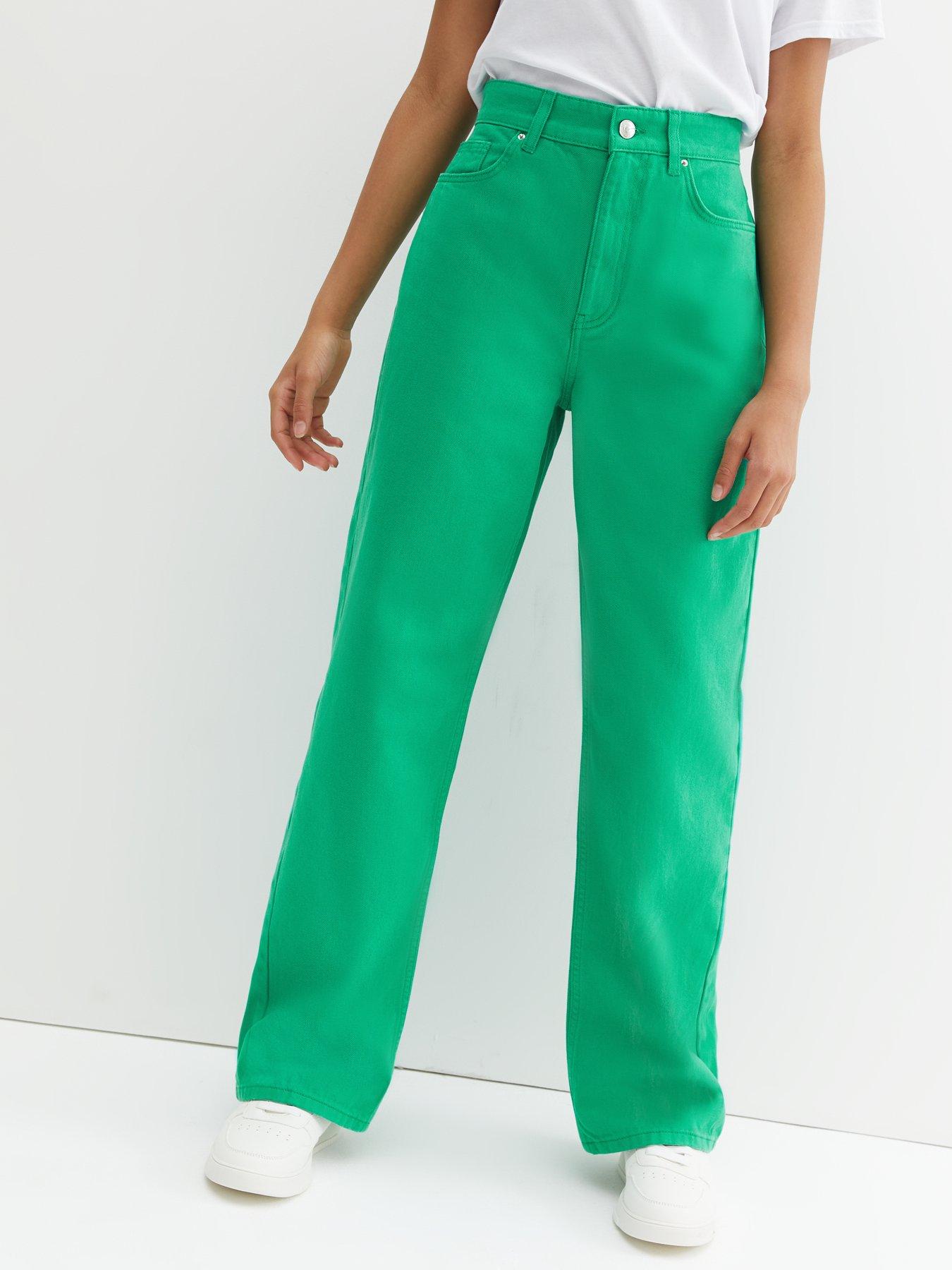 New Look 915 Girls Green High Waist Adalae Wide Leg Jeans | very.co.uk