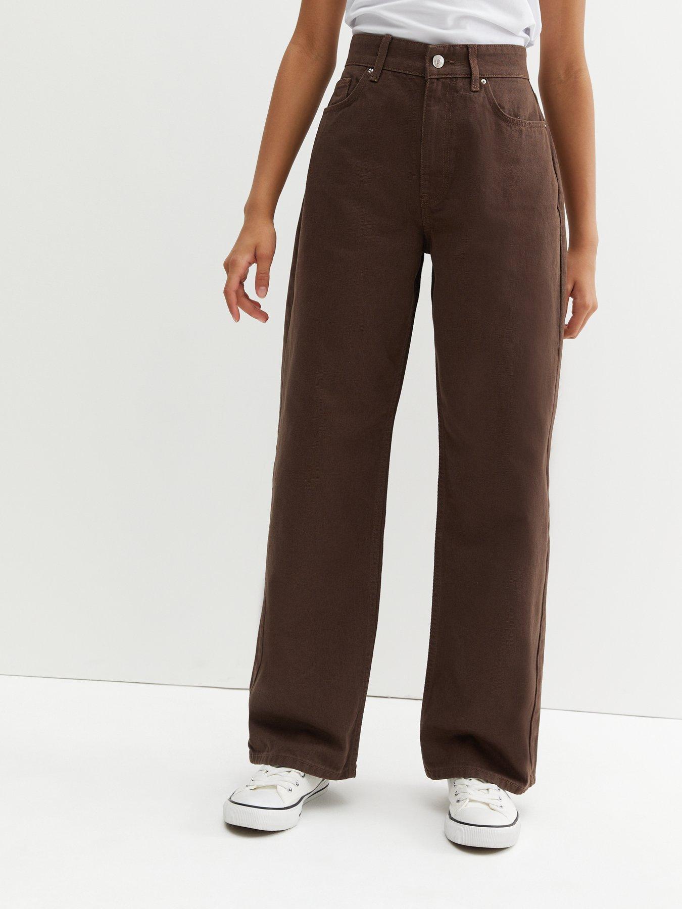 New Look 915 Girls Dark Brown High Waist Adalae Wide Leg Jeans | very.co.uk