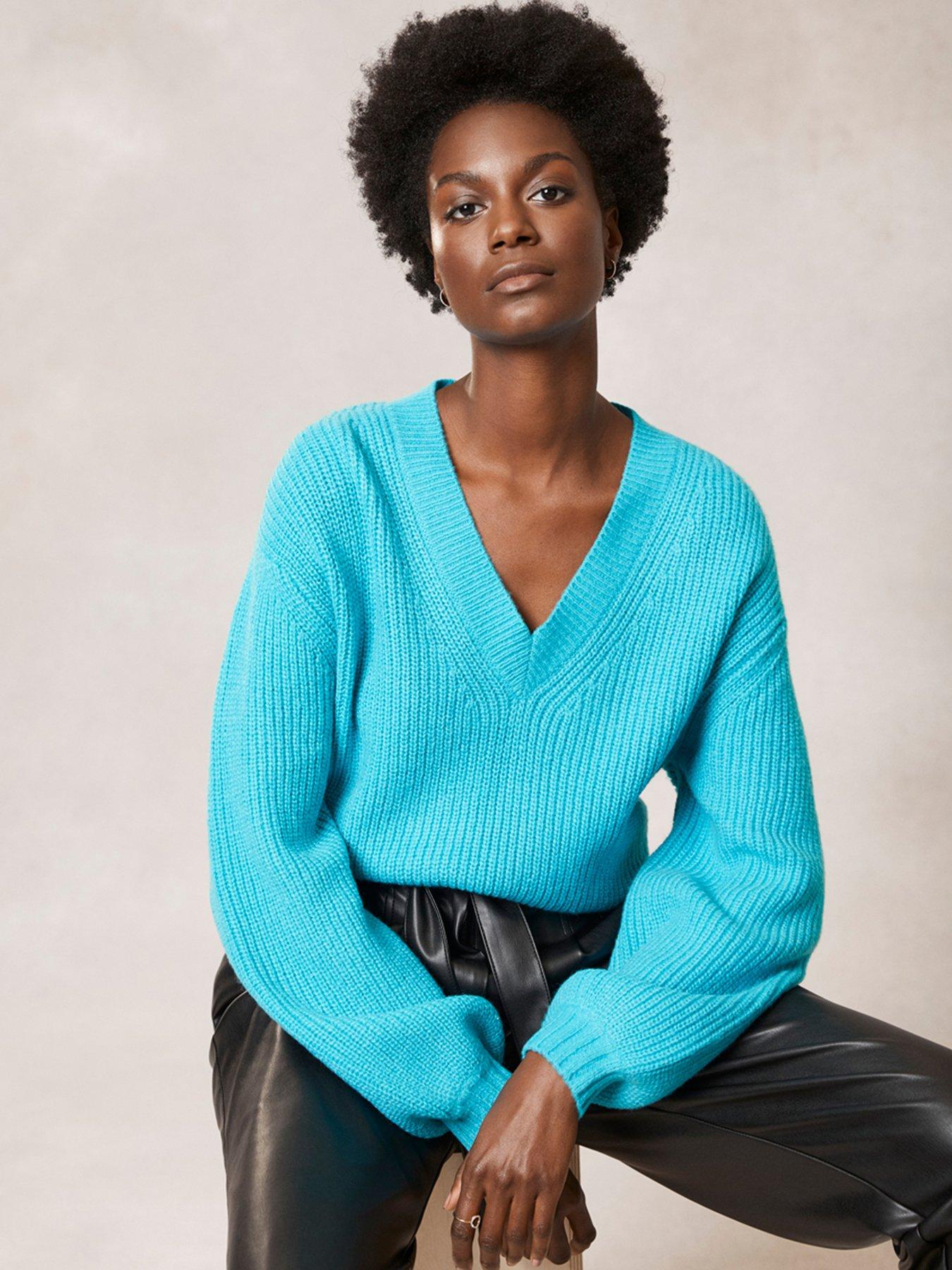 Teal v neck on sale jumper