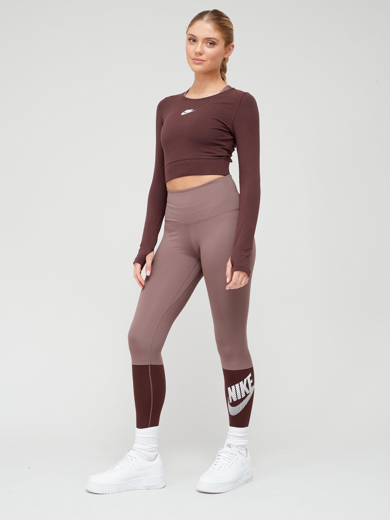 Nike NSW Long Sleeve Crop Top - Burgundy