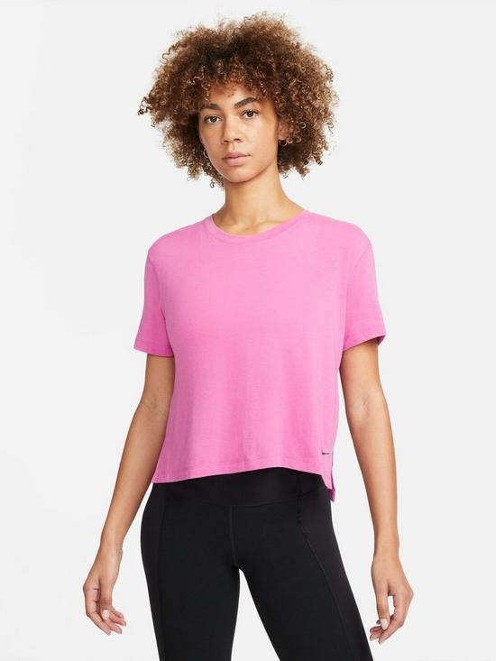 front image of nike-yoga-dri-fitnbsptee-pink