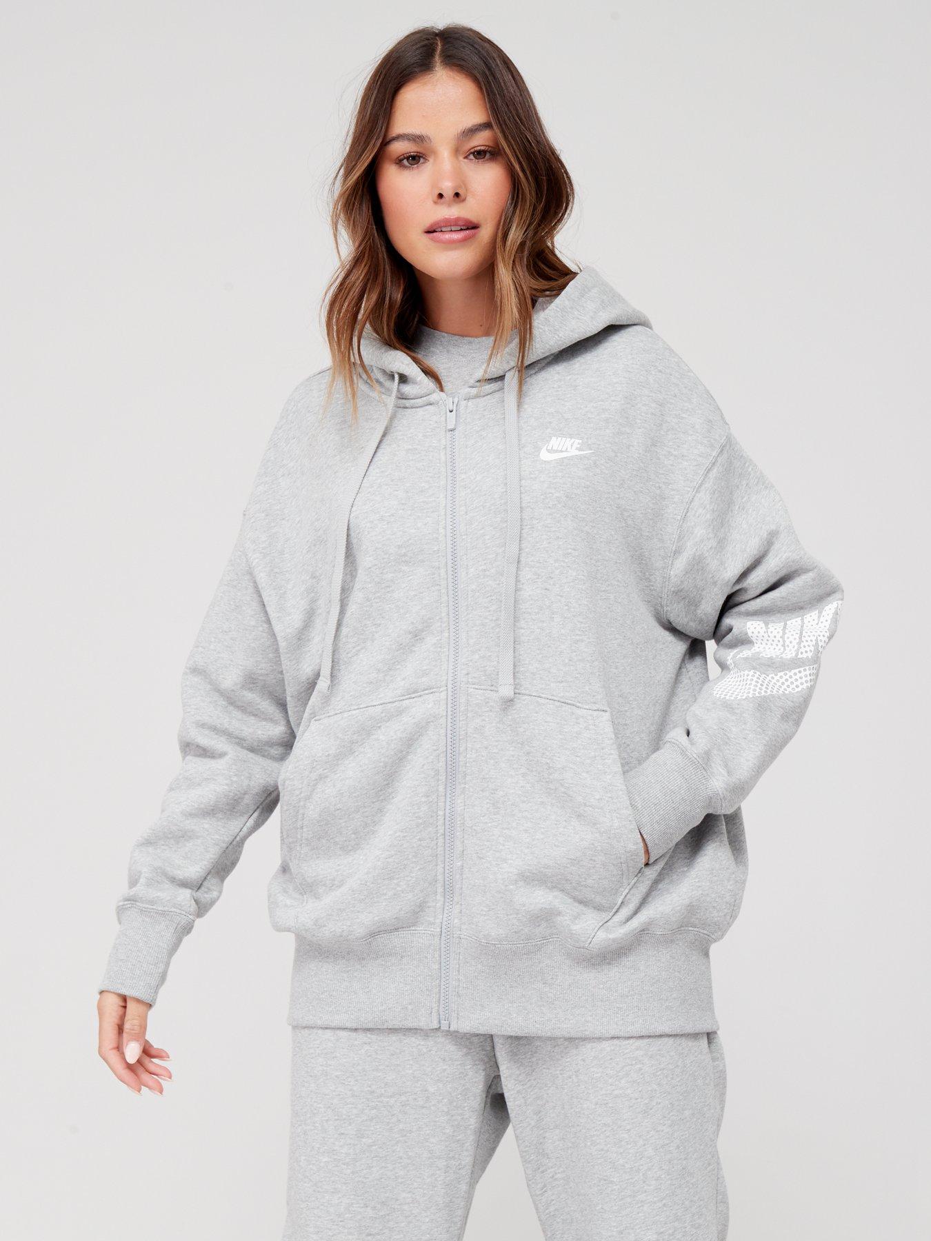 Grey Nike Phoenix Fleece Oversized Full Zip Hoodie JD