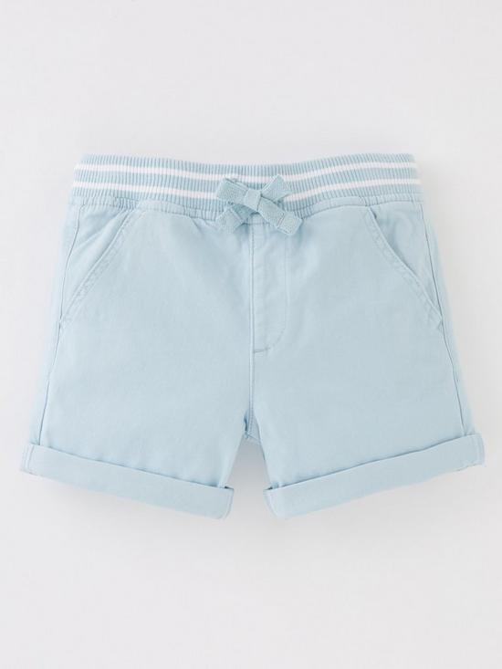 front image of mini-v-by-very-boys-knitted-waistband-blue-chino-short