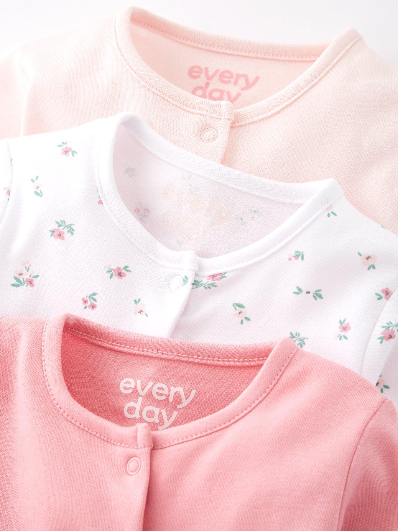 Image 4 of 5 of Everyday Baby Girls&nbsp;3 Pack Sleepsuits - Pink