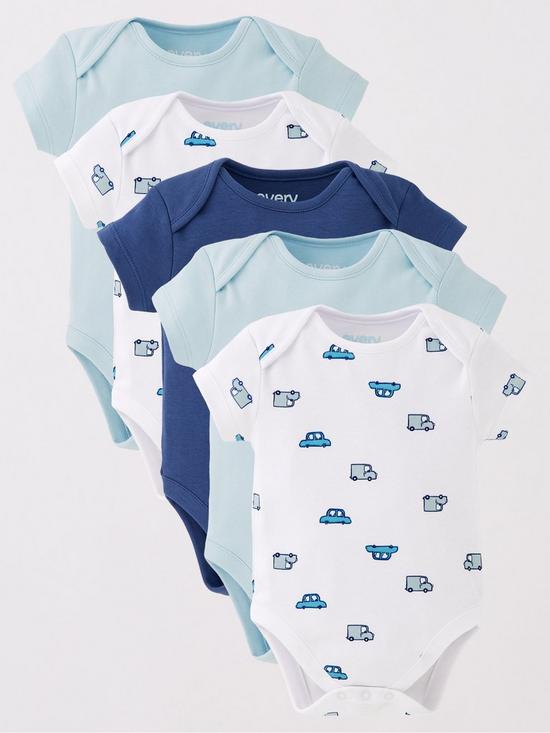 front image of everyday-baby-boysnbsp5-packnbspbodysuits-blue