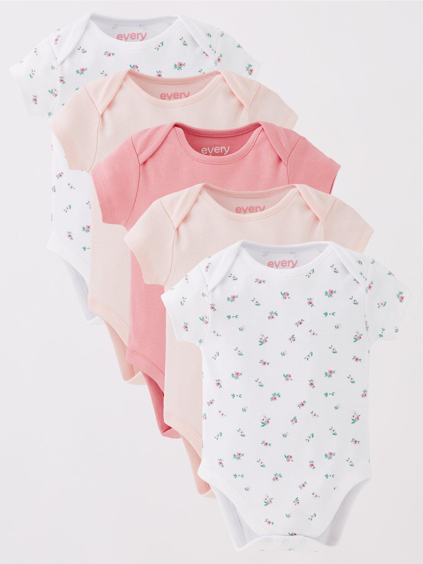 undefined Baby Girls 5 Pack Bodysuits - Pink