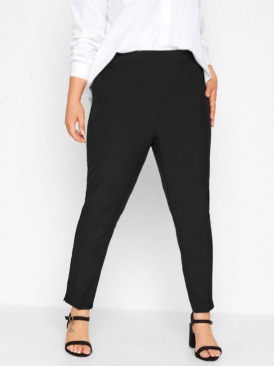 front image of yours-black-tapered-trouser-26in
