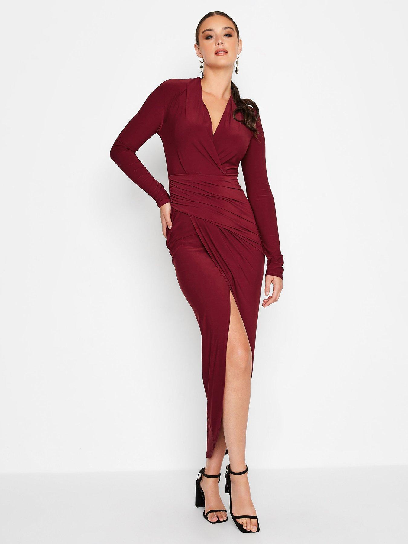 Dark red shop wrap dress