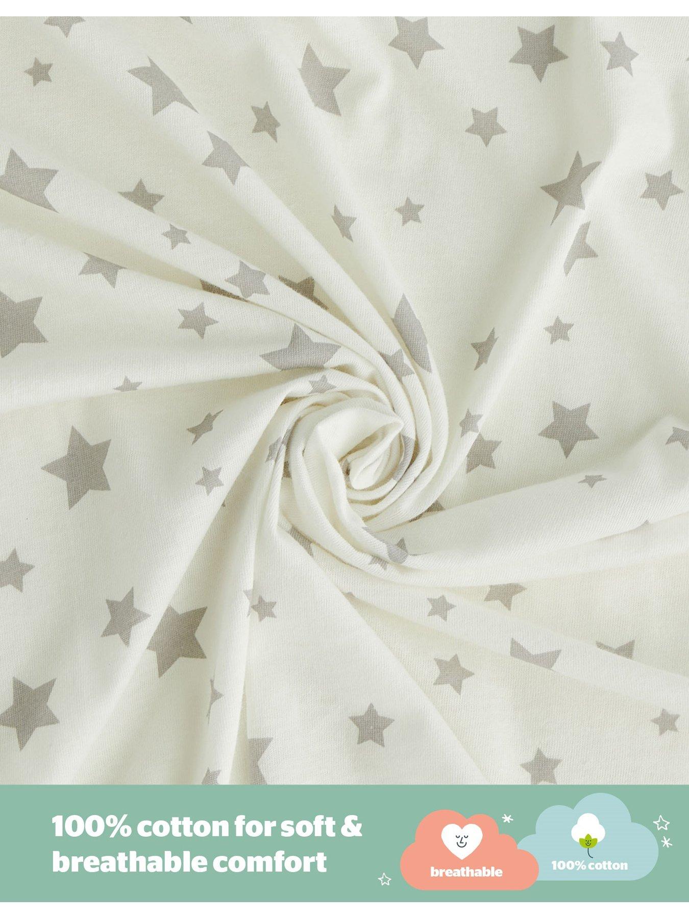 Image 4 of 7 of Silentnight Safe Nights 3 x Pack Swaddles - Velcro Tab Fastening - Grey Star Print