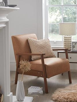 Product photograph of Very Home Ethan Faux Leather Accent Armchair - Tan - Fsc Reg Certified from very.co.uk