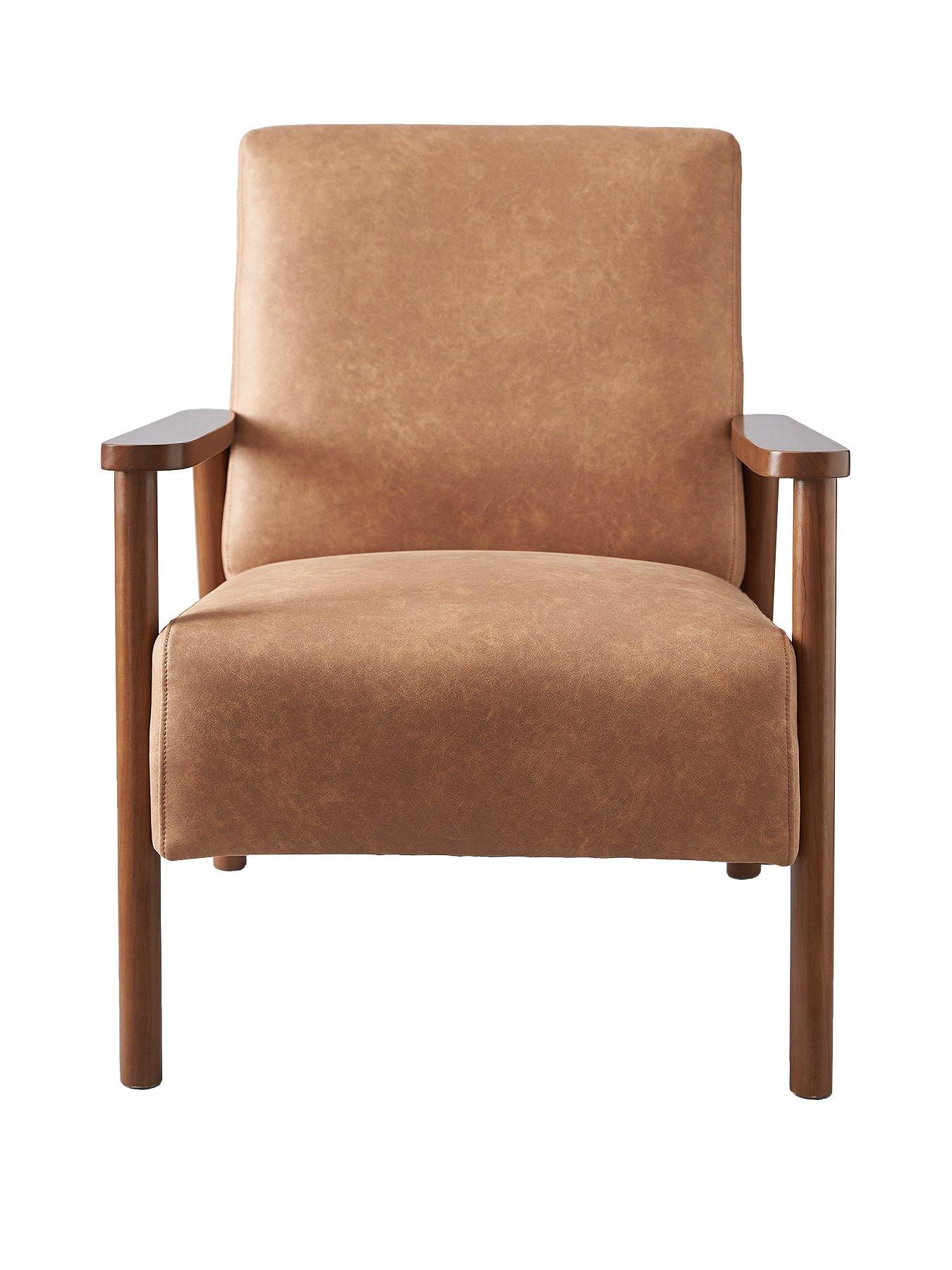 Tan leather deals accent chair