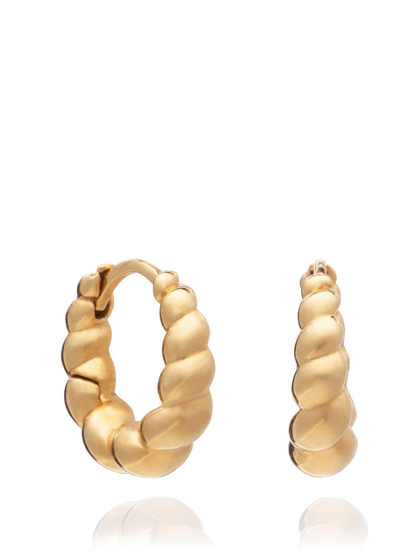 Product photograph of Rachel Jackson Chubby Twisted Huggie Hoop Earrings - Gold from very.co.uk