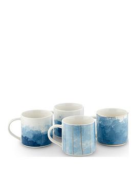 Product photograph of Tower Ink Mugs In Blue Ndash Set Of 4 from very.co.uk