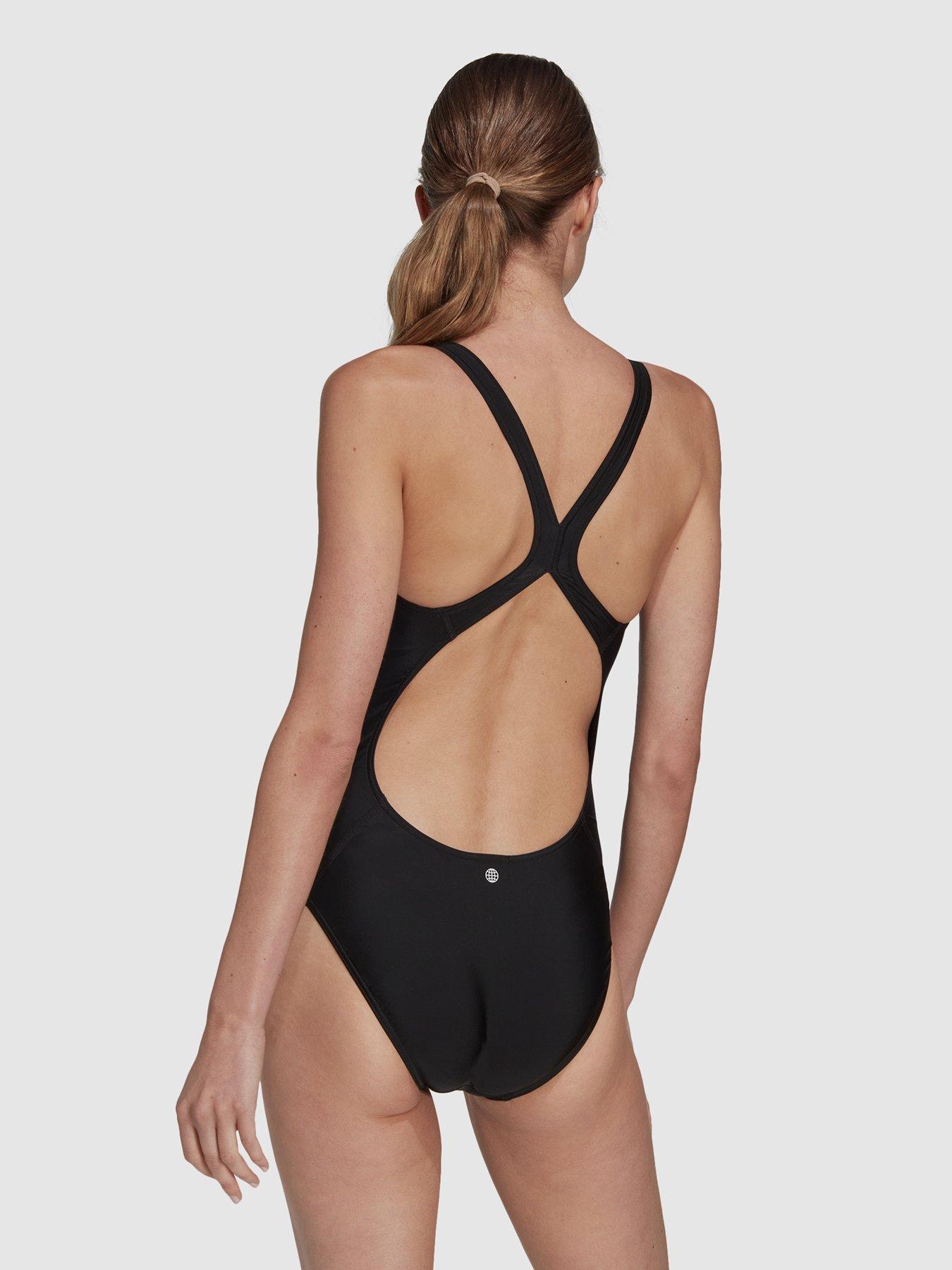 adidas Performance 3 Bar Logo Swimsuit - Black/White