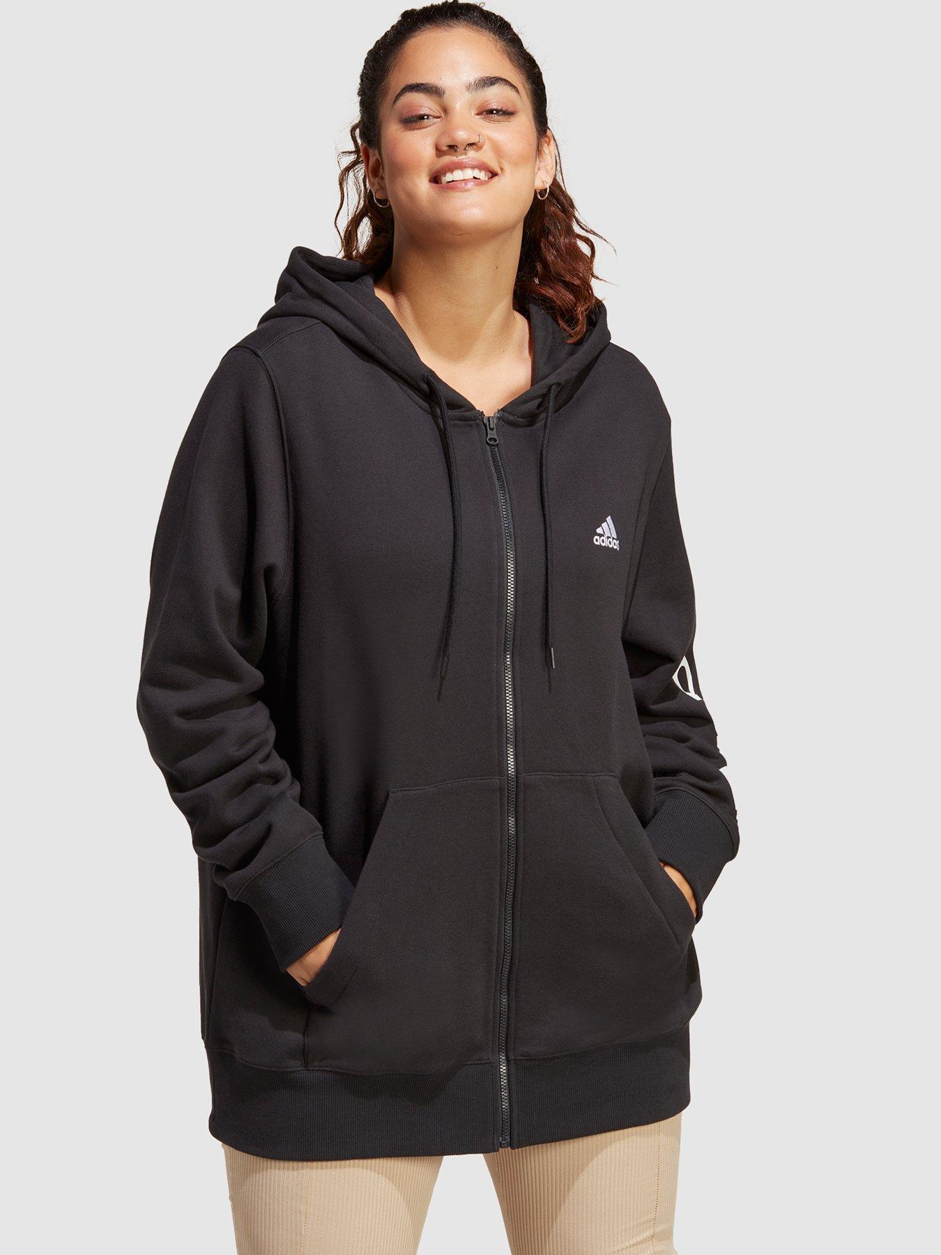 Womens Plus Size Full Zip Hoodie Black White