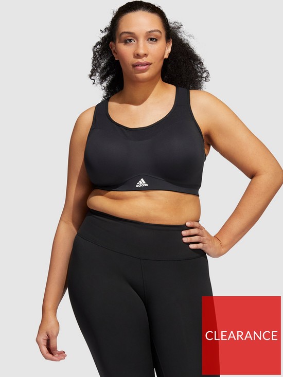 front image of adidas-womens-training-workout-sports-bra-high-support-plus-size-blackwhite