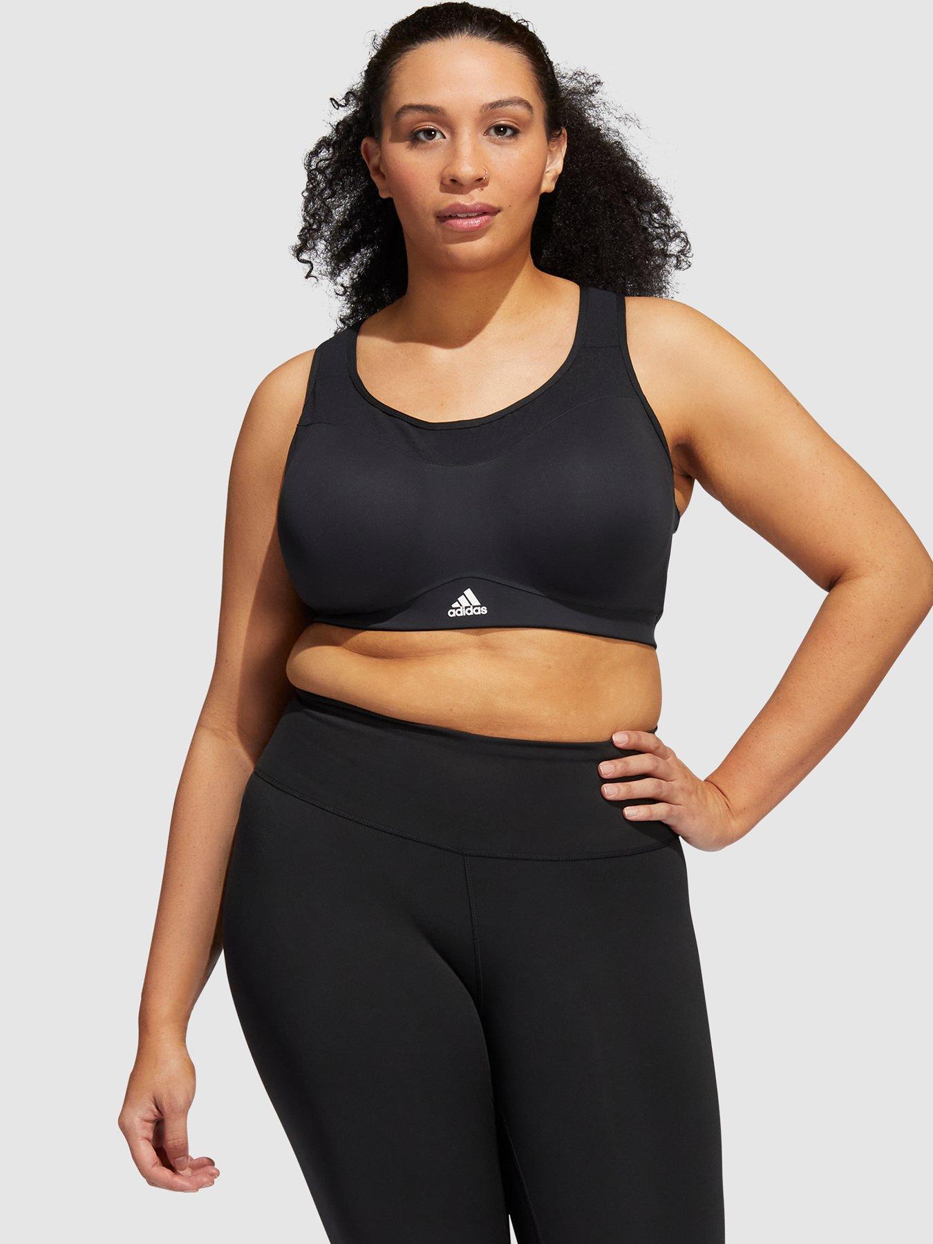 adidas Women's Training Workout Sports Bra High Support - Plus Size - Black/White