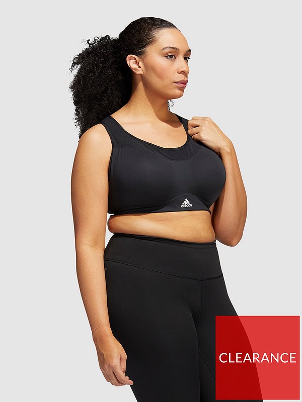 adidas Women's Training Workout Sports Bra High Support - Plus Size - Black/ White