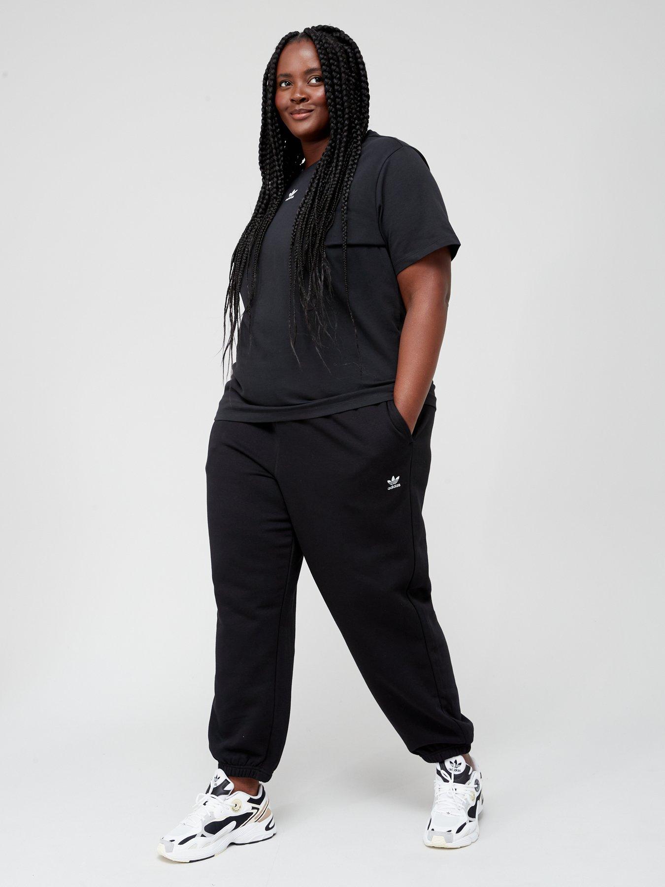 Womens Plus Size Trefoil Joggers Black