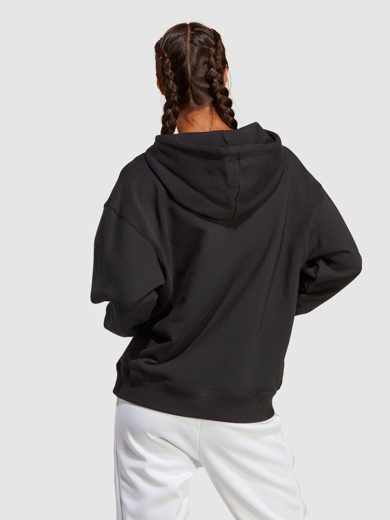 Image 2 of 4 of adidas Sportswear Essentials Big Logo Oversized French Terry Hoodie - Black/White