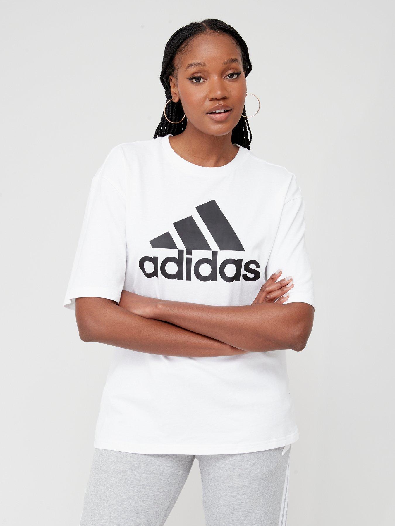 Pink and white adidas cheap t shirt