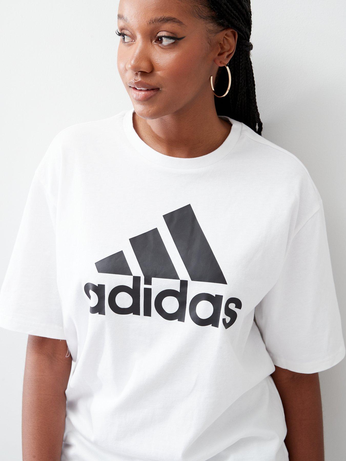 adidas Sportswear Womens Big Logo Boyfriend T Shirt White Black Very