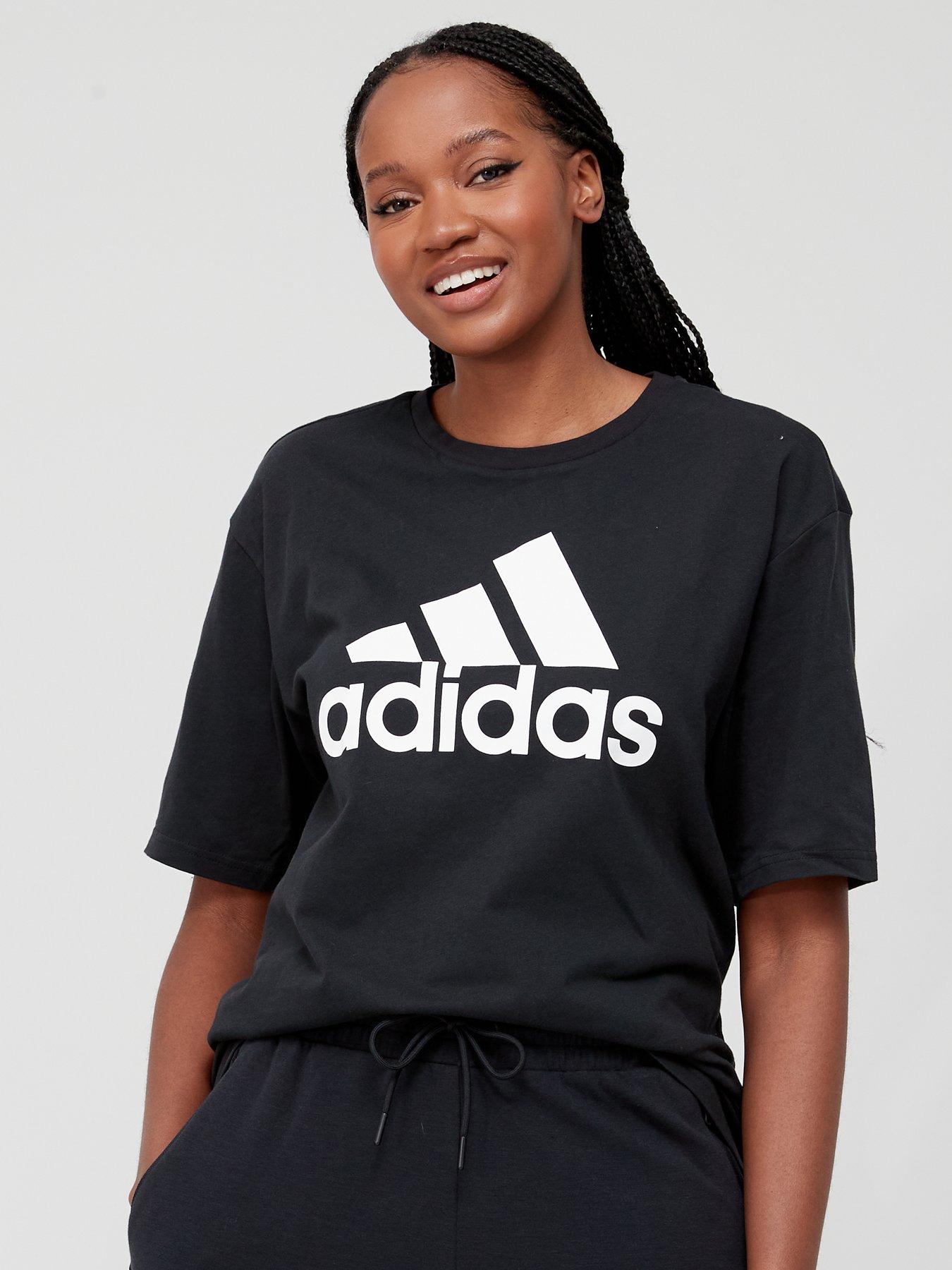 Pink and white hot sale adidas t shirt