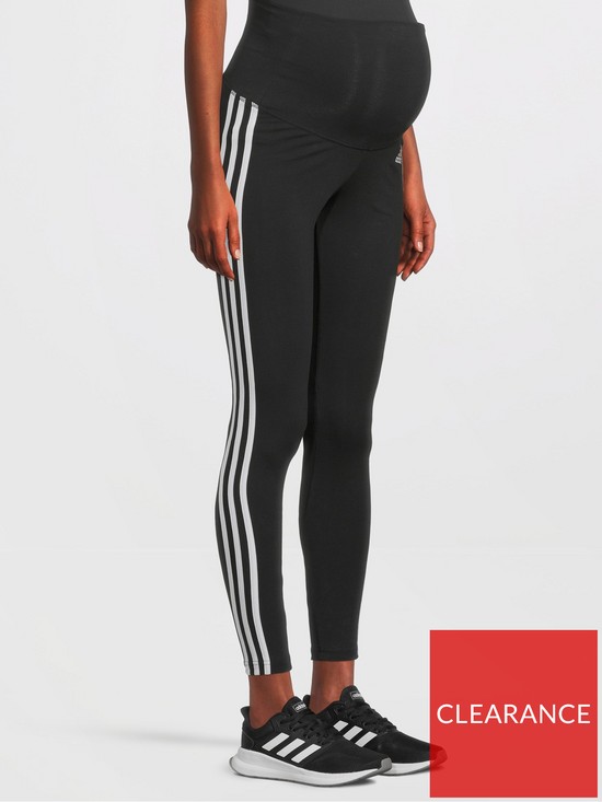 front image of adidas-sportswear-womens-sportswear-maternity-leggings-blackwhite