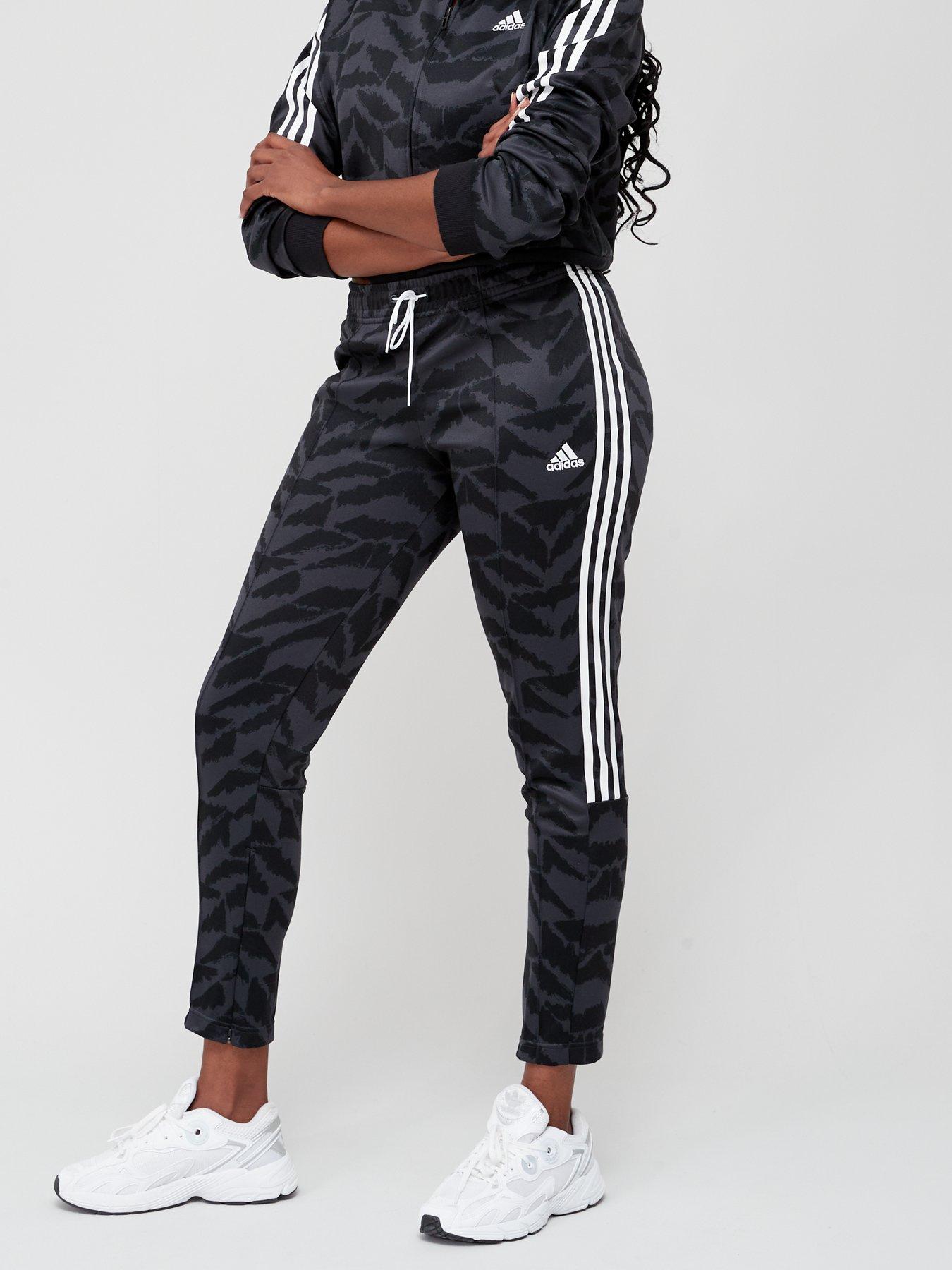 Adidas Womens Floral Striped Base Layer Athletic Pants, Black