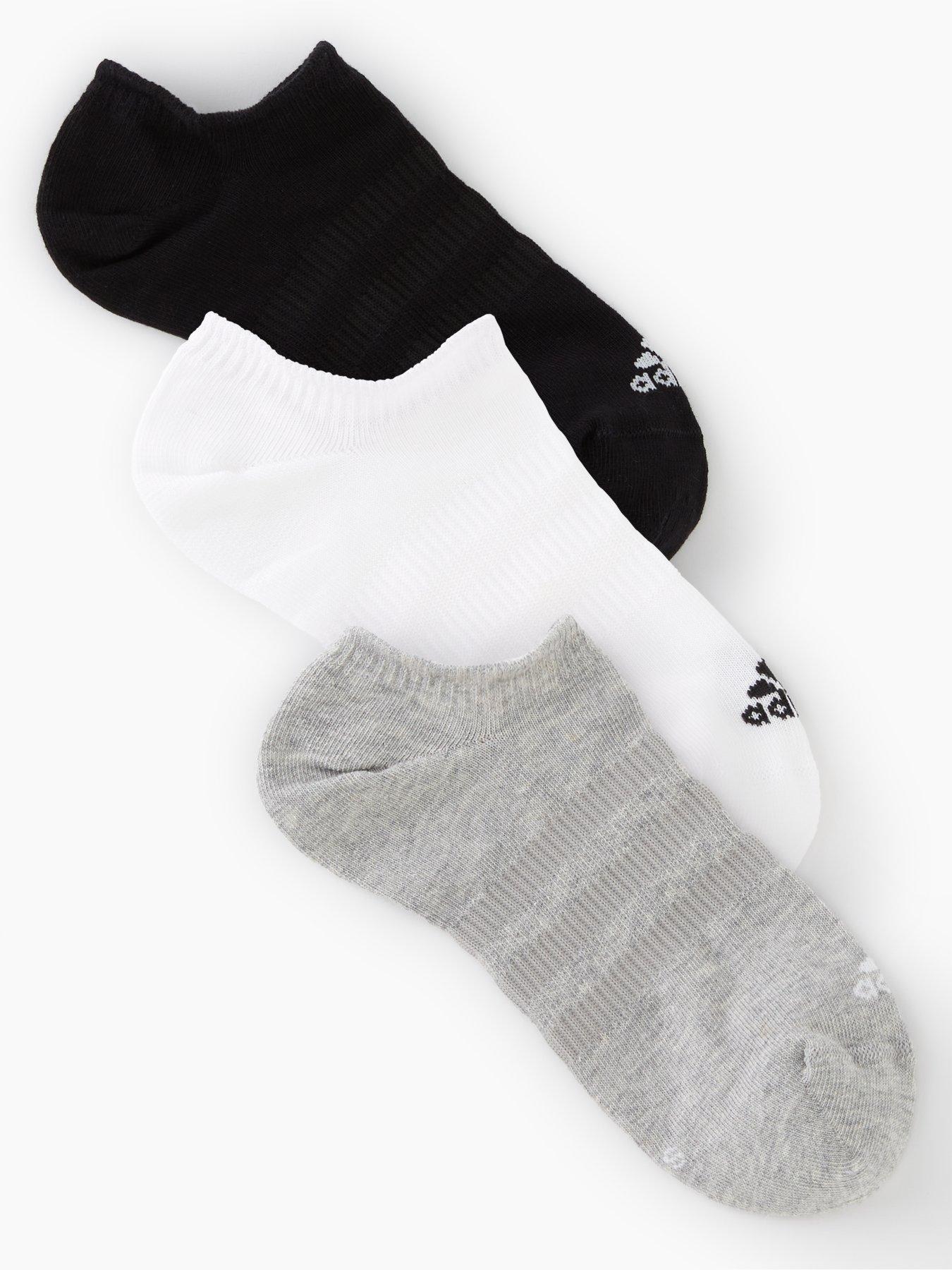 adidas 3 Pack No Show Socks - Grey | Very
