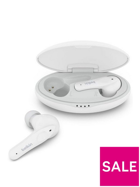 front image of belkin-soundform-nano-true-wireless-earbuds-for-kids-white
