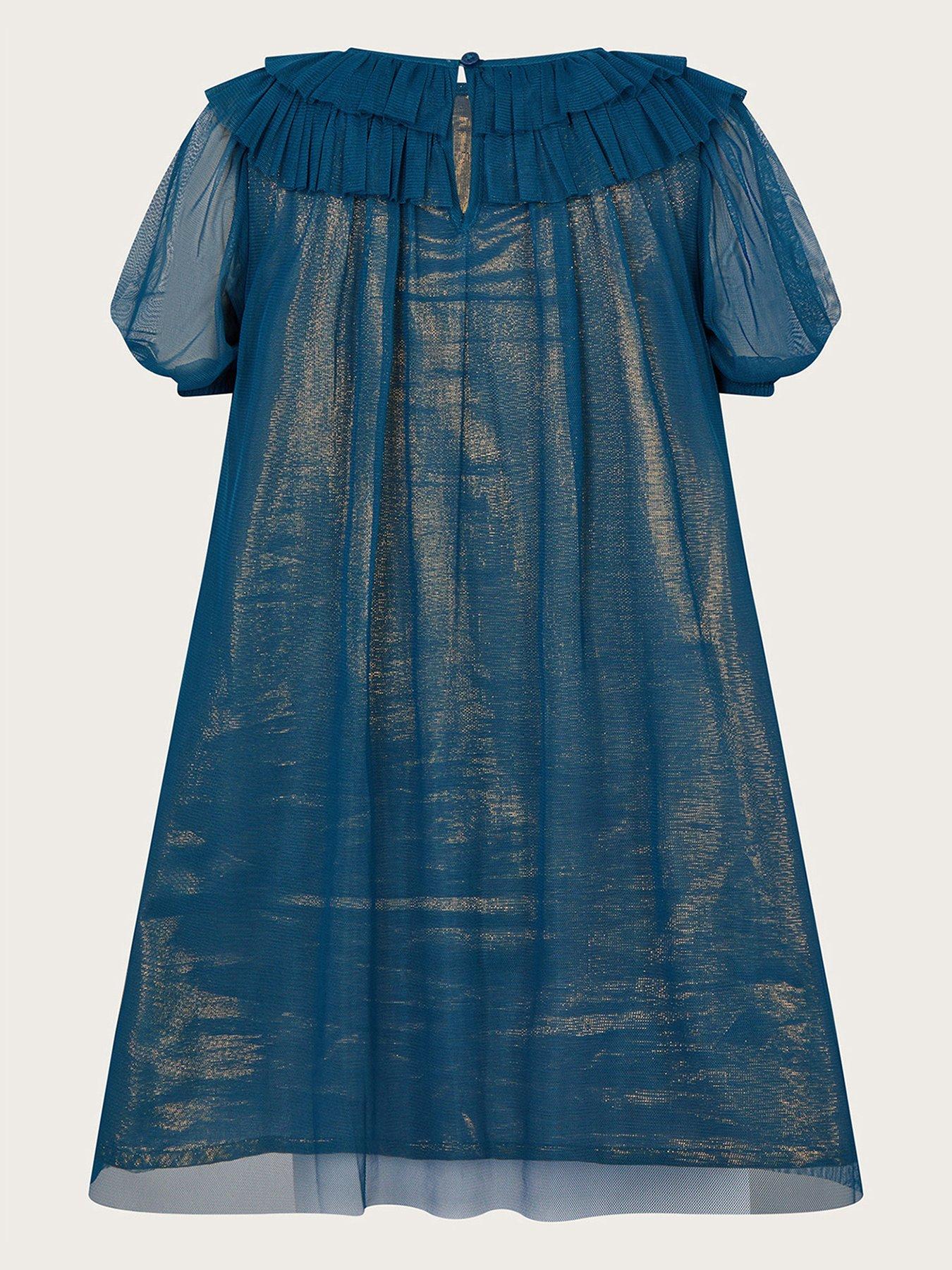 Monsoon Girls S.E.W. Christmas Tree Trapeze Dress Teal very.co.uk