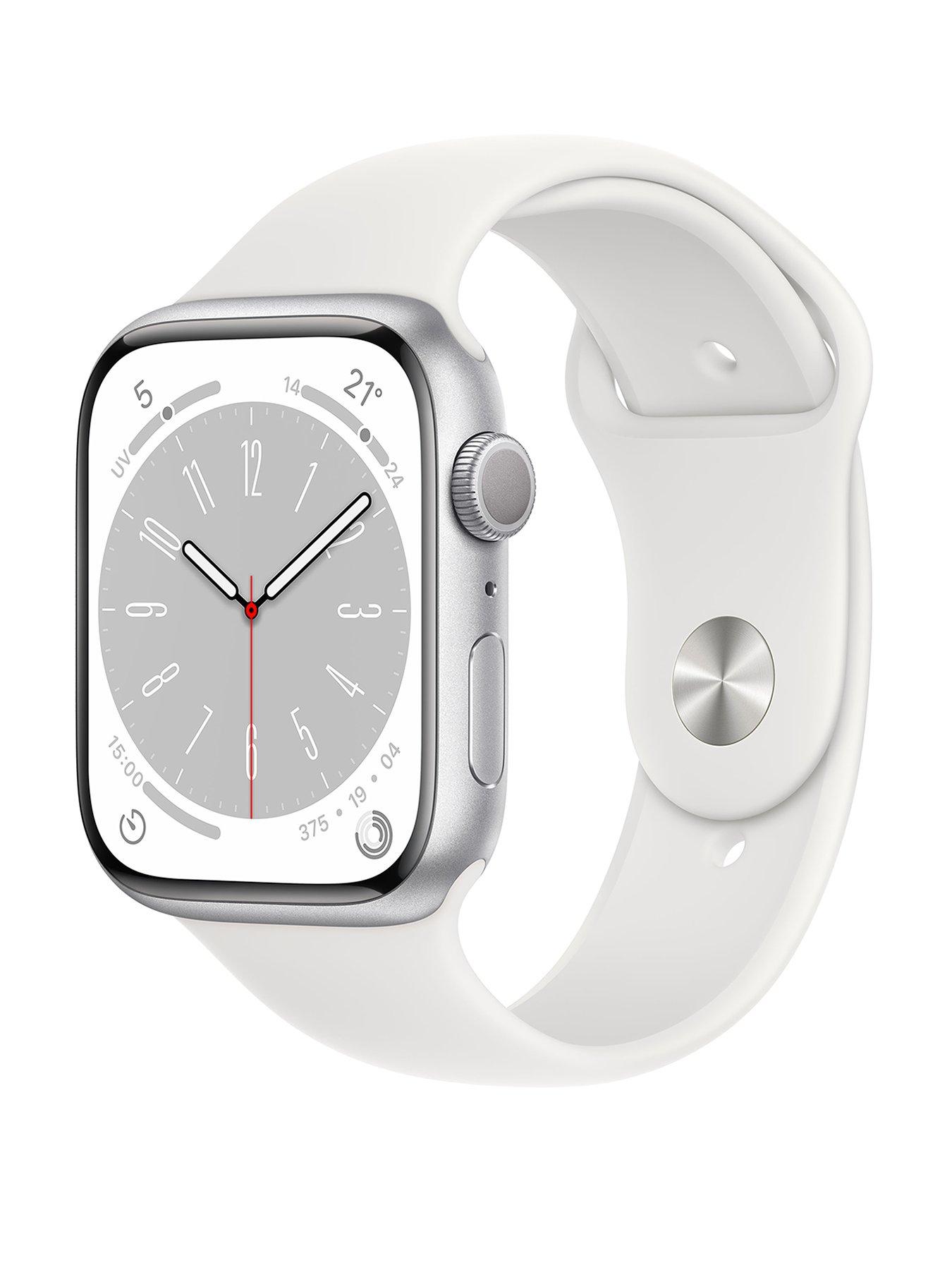 Watch Series 8 (GPS), 45mm Silver Aluminium Case with White Sport Band