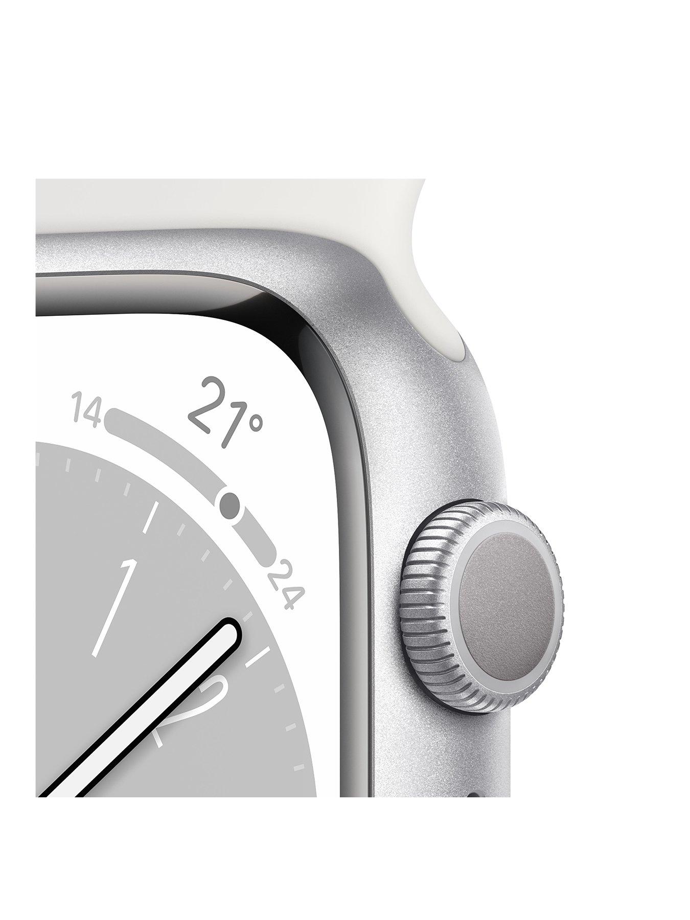 Apple Watch Series 8 (GPS), 45mm Silver Aluminium Case with White