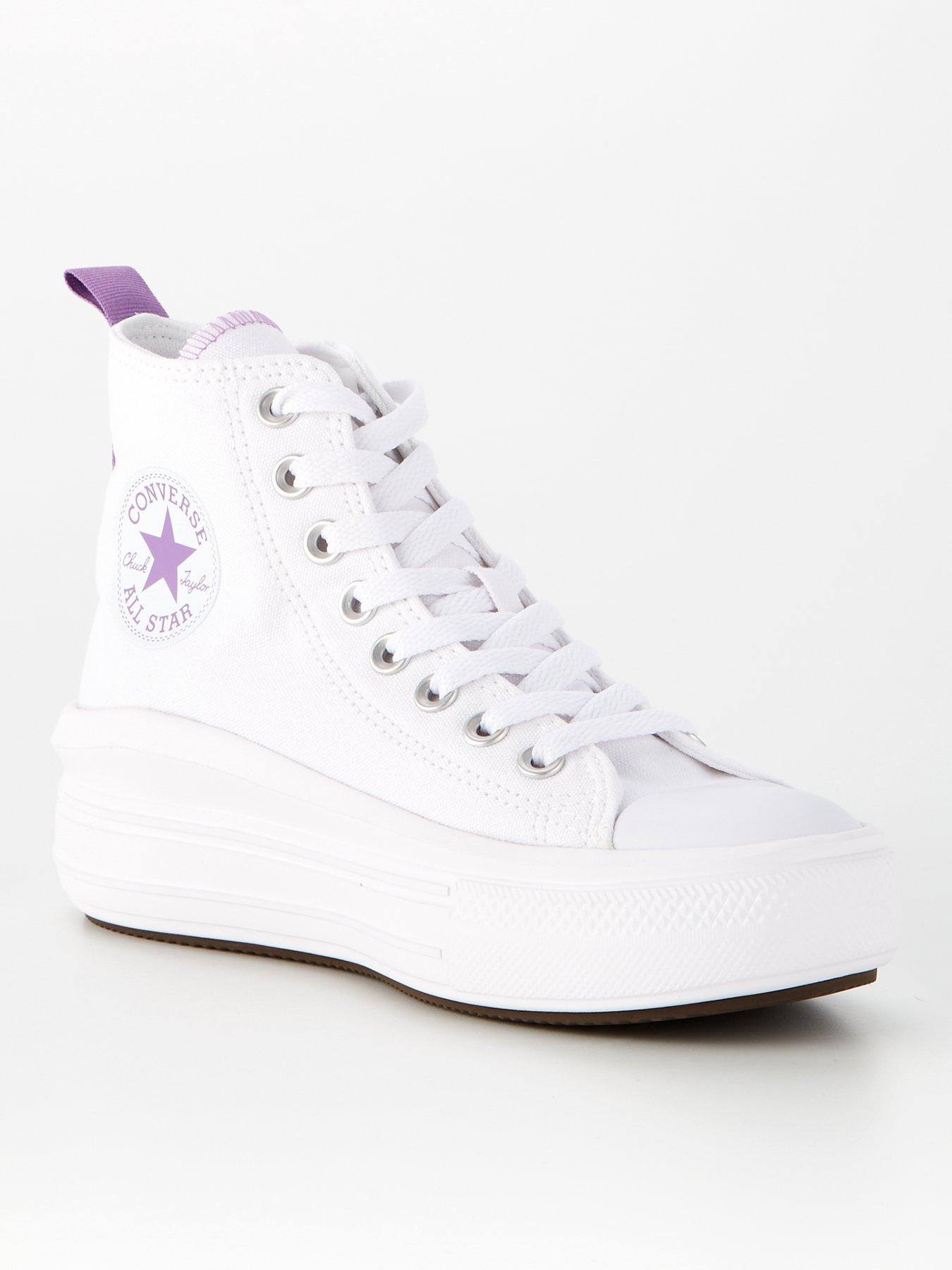 Junior Girls Move Canvas Hi Top Trainers White Purple