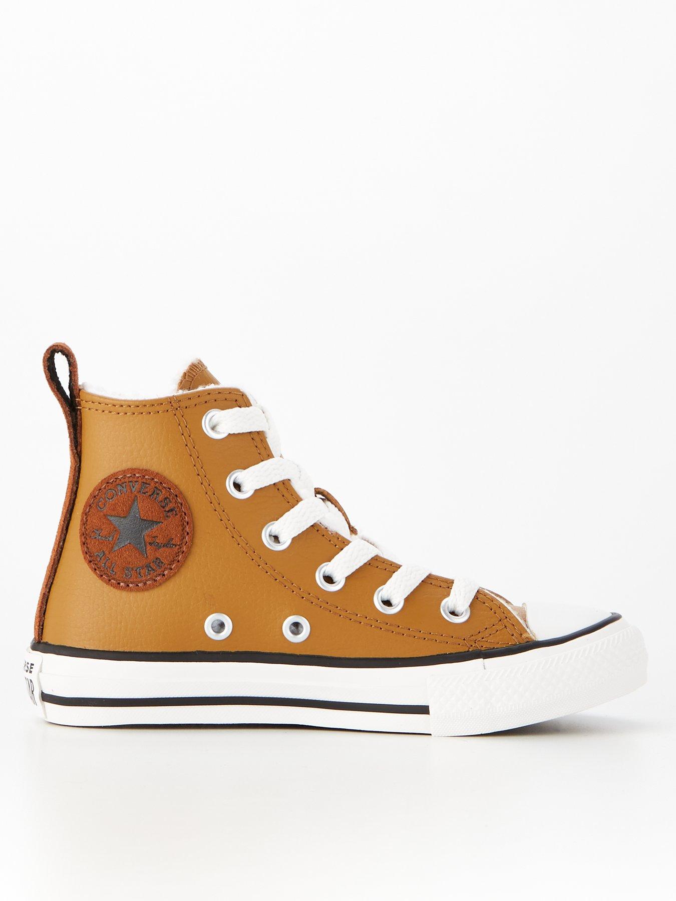 Brown leather deals converse kids