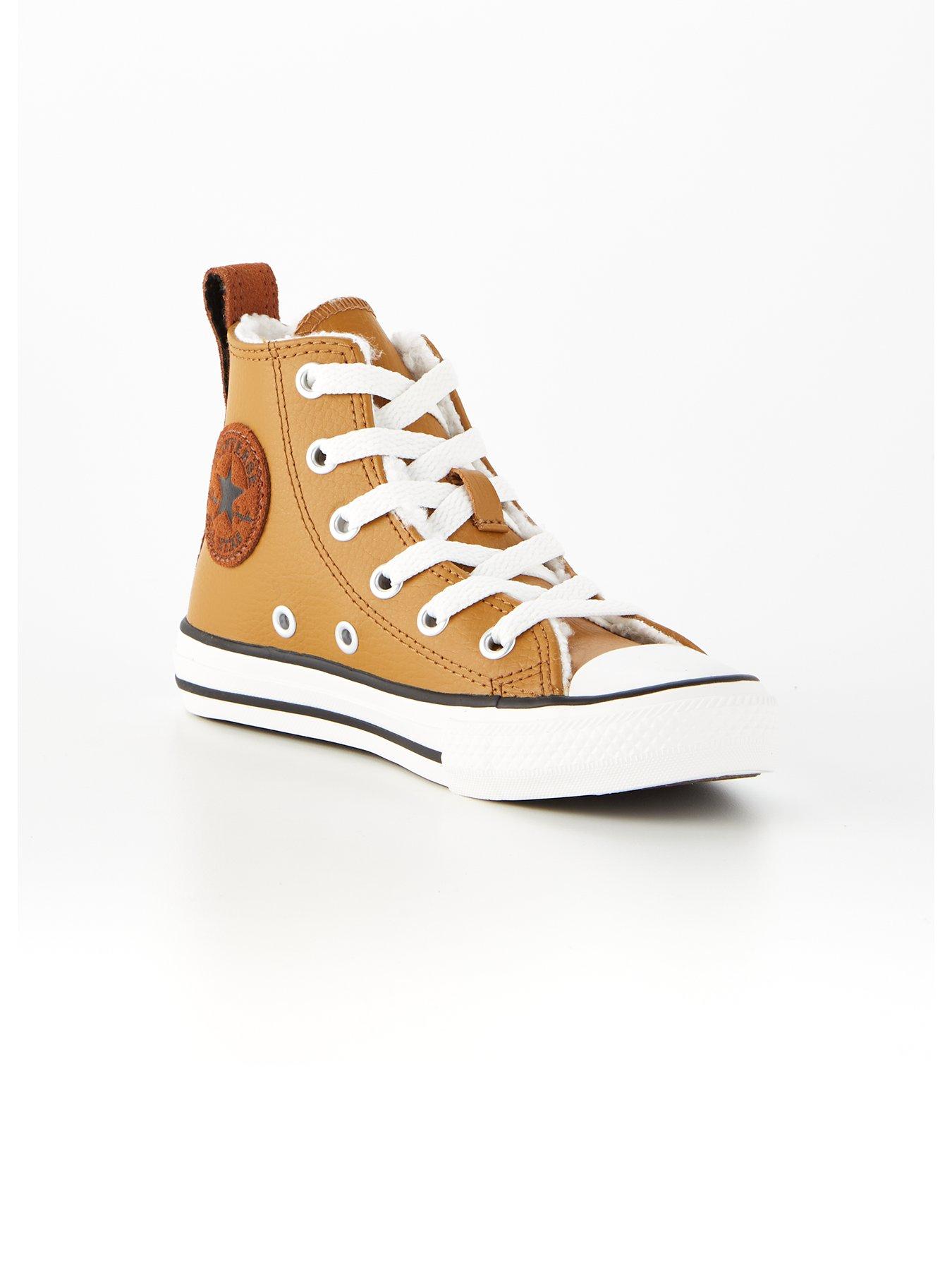 Brown leather store converse for kids