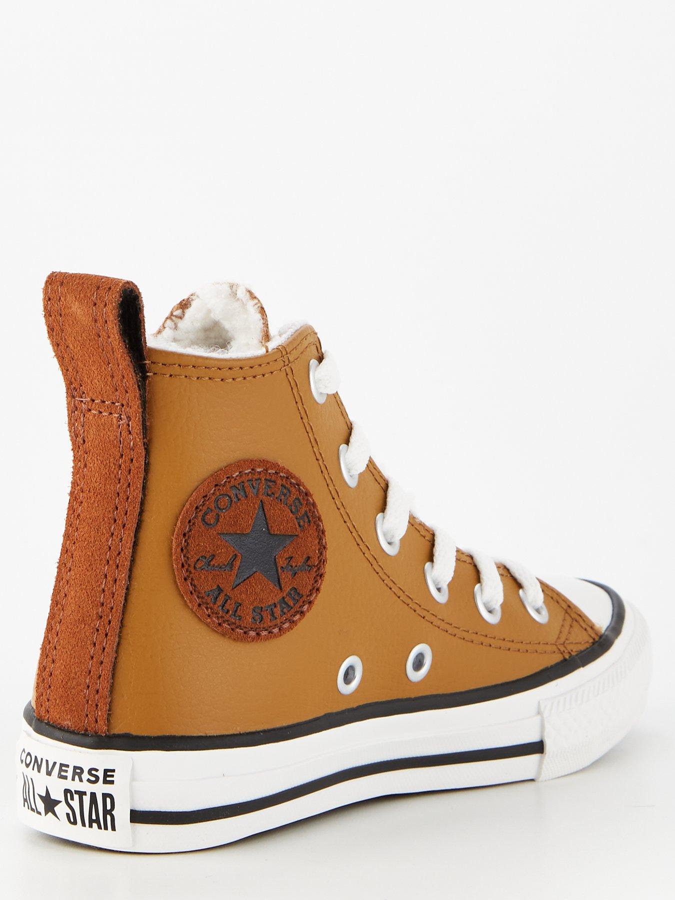 Brown leather deals converse kids