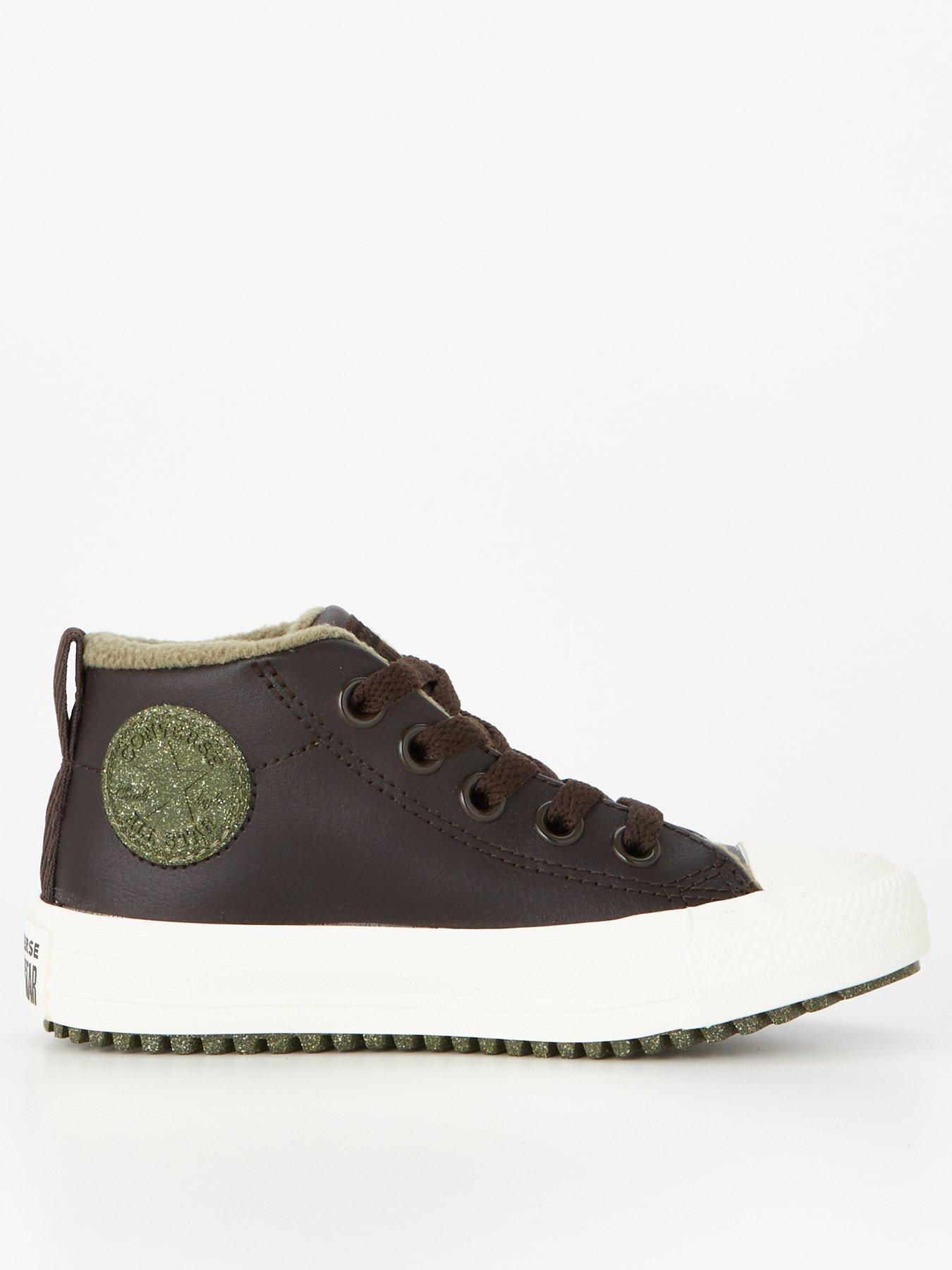 Brown leather cheap toddler converse