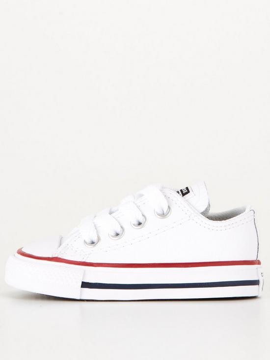 front image of converse-chuck-taylor-all-star-leather-ox-infant-plimsollnbsp--white
