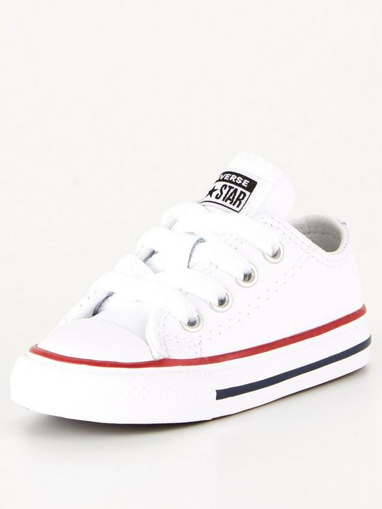 stillFront image of converse-chuck-taylor-all-star-leather-ox-infant-plimsollnbsp--white