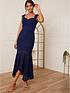  image of chi-chi-london-sweetheart-neckline-lace-midi-dress-in-navy