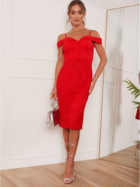 chi-chi-london-bardot-premium-lace-midi-dress-in-red