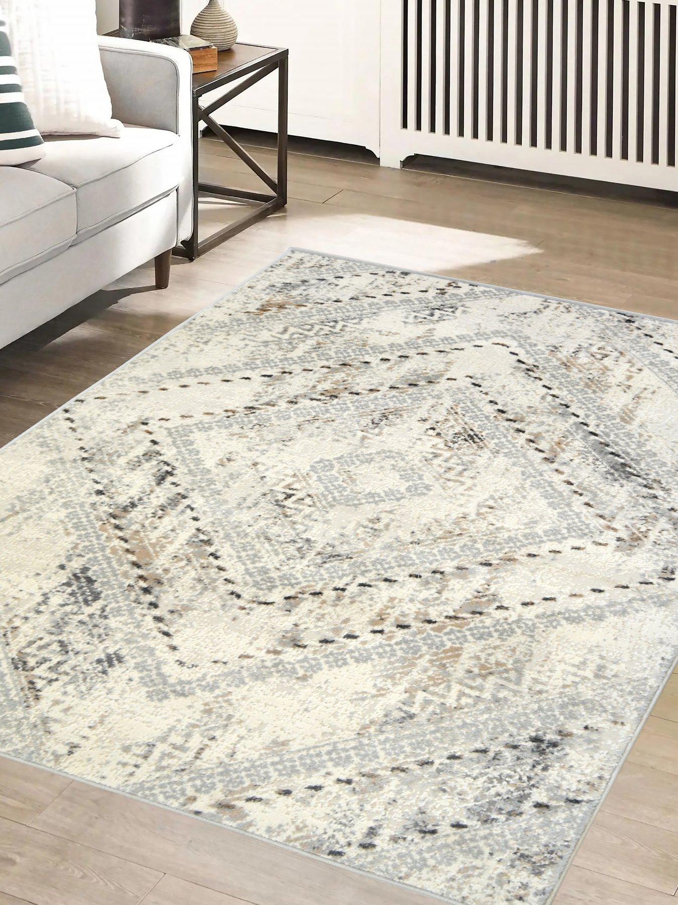 Product photograph of Abstract Diamonds Rug - Cream from very.co.uk