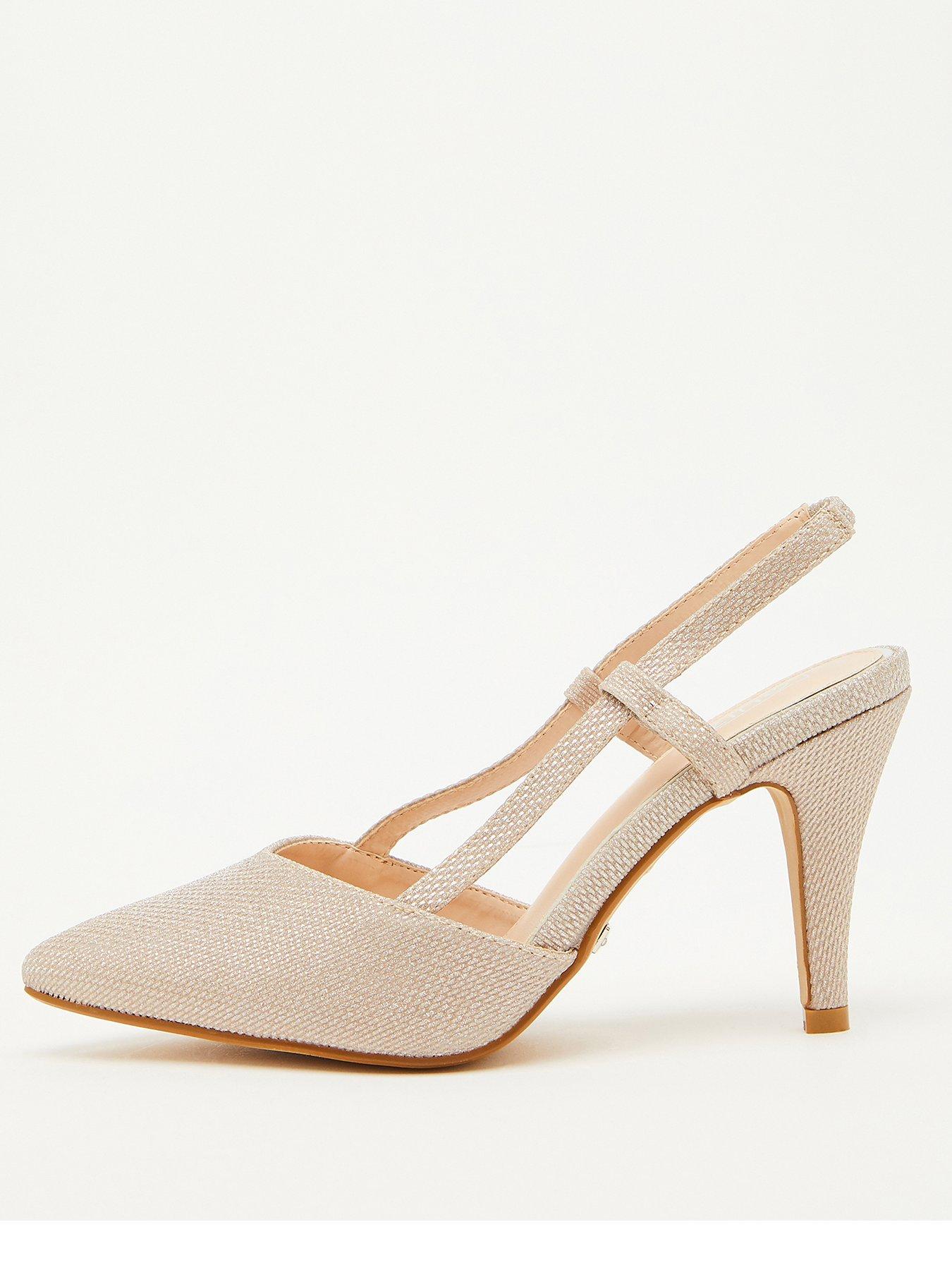 Quiz shimmer sale mid heel courts