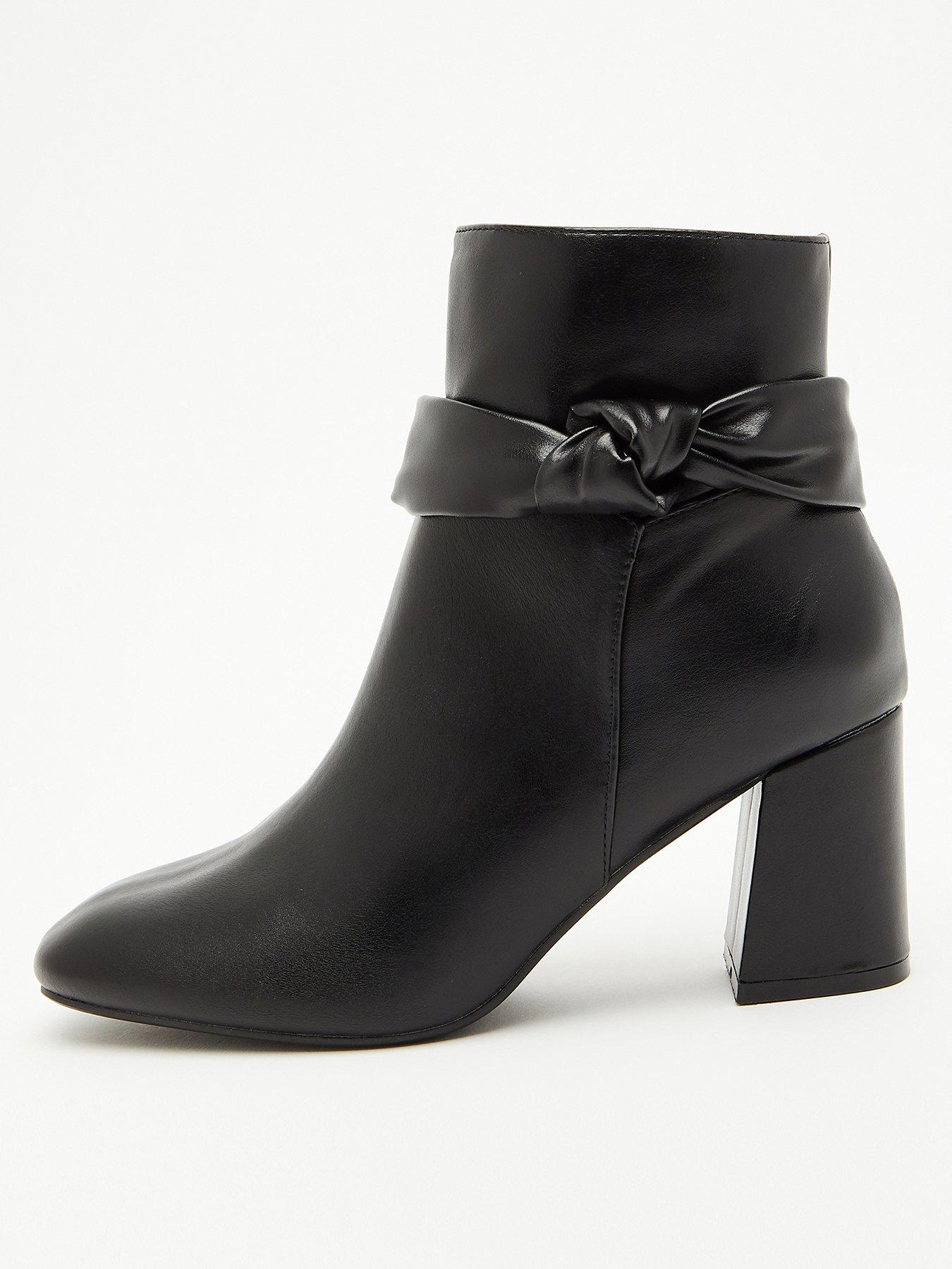 Quiz Faux Leather Heeled Ankle Boots Very