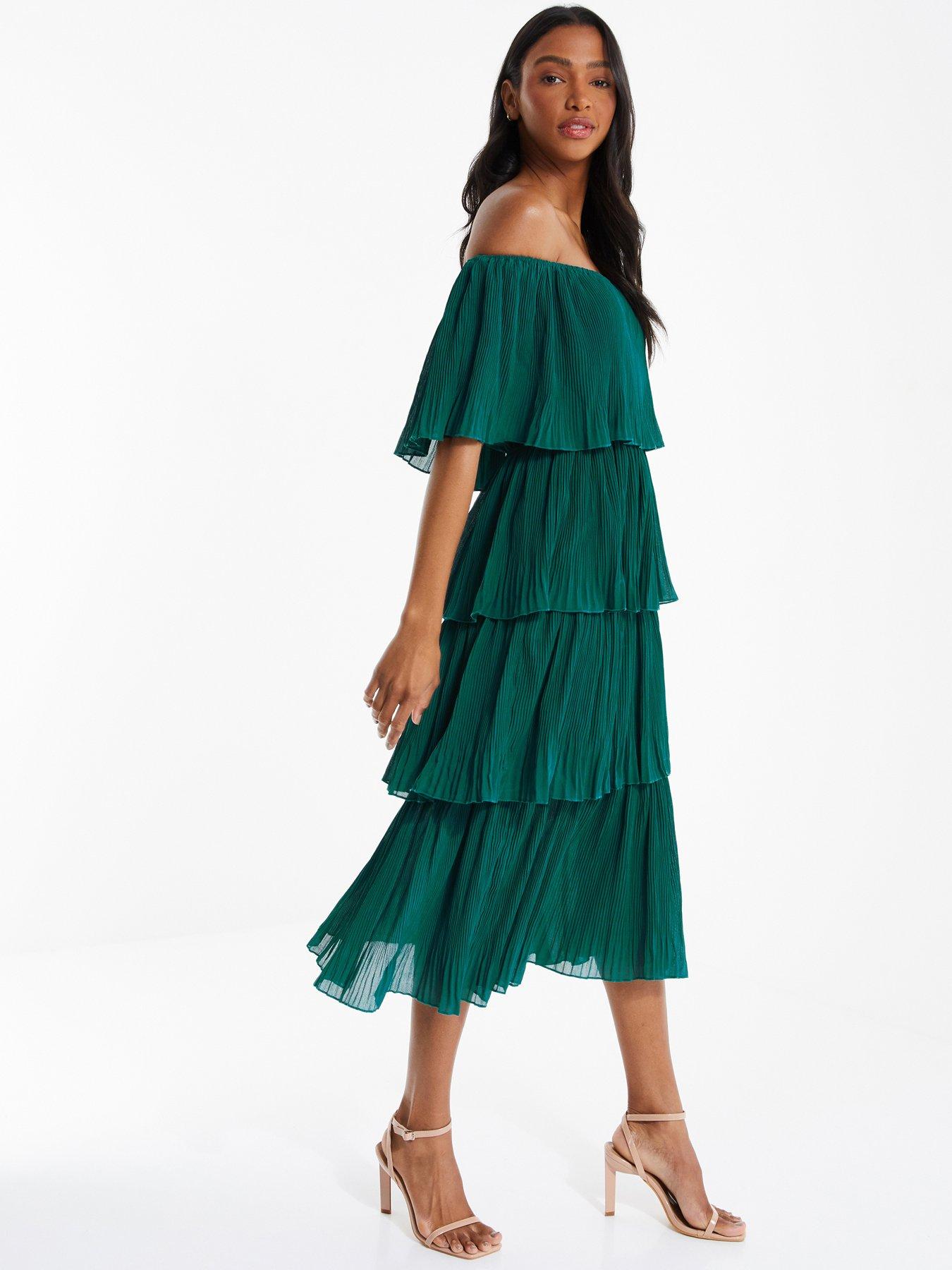 Dark green deals bardot dress